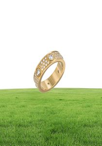 Pierścień biżuterii mody 3 rzędowy pełny diamentowy tytanowa stalowa miłość Pierścień Mężczyźni i kobiety pierścionki dla miłośników Para prezent 3 Kolor Select7318932