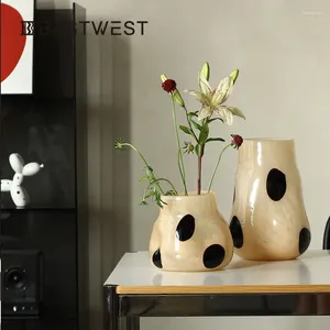 Vase Nordic Polka Dots Vase Home Decorations昔ながらの飾り植木鉢