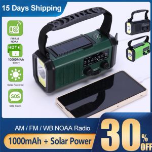 Chargers 10000Mah Emergency Solar Power Radio mano Crank Dynamo Up Up Phone Charger Bank SOS AM/FM/NOAA Meteo Pocket Flashlight Radio