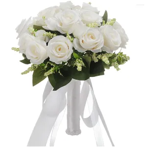 Dekoratif çiçekler buket gelin nedime yapay düğün çiçek buketleri plastik nedime tutma