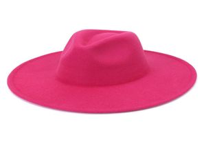 Whole Fashion Men kobiety solidny kolor brzoskwiniowy serc impreza top hat panie w stylu panamy szeroka wełna poczuła się fedora hats3480488