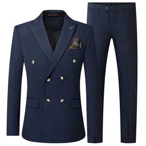 Abiti da uomo blazer 2023 moda nuovo uomo boutique casual boutique a doppio petto di colore a colore solido abito da 3 pezzi blazer giacca cappotto pantaloni gilet