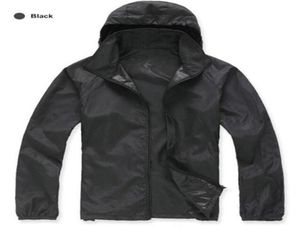 upuść lato damskie męskie kurtka deszczowa płaszcza na zewnątrz swobodne bluzy z kapturem wiatroodporne i wodoodporne krem ​​przeciwsłoneczny płaszcze Blac3244947