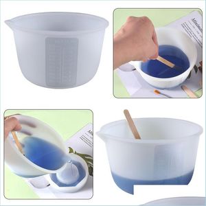 Testadores Medidas grandes copos de medição sile de 600 ml Copos de mistura para joias de arte epóxi Ferramentas de entrega de gotas Dh315