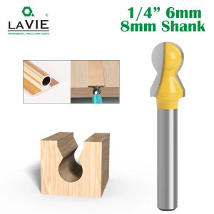 LAVIE 1PC 1/4 6mm 8mm Shank Horisontella krongjutningsbitar Routern Bit Woodworking Milling Cutter för träbit Face Mill C06 C07