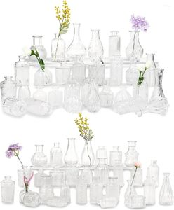 Vaser liten klar knopp i bulk för mittstycken mini vintage glas vas rustik bröllop dekorationer hem bord blommor dekor