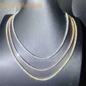 2mm Wide Bracelet Sliver Necklace Moissanite Diamond Jewelry Tennis Chain