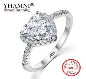 Yhamni Fashion Romantic Heart Ring Original 925 Sterling Silver Wedding Jewelry Diamond Crystal Promise Rings for Women Kyra013644704647