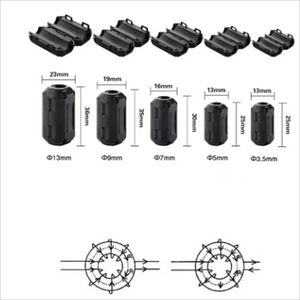 Ferrite Core Corlo Anello anello di strozzatura RFI Filtro soppressore del rumore EMI per antenna PowerUSB HDMI-compatibile Audiocciabile 3.5/5/7/9/13MM