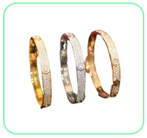 Set Full CZ diamonds Love Bangle Bracelets designer Silver Gold screwdriver bracelet for women and men couple jewelry53461249594561
