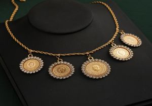 Цепи Турецкая монета с кисточкой на кисточках Золото покрыто арабскими женщинами 039S Цепочка на Ближнем Востоке роскошное подарка биджу 9852811
