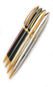 PURE PEARL High Quality Classic Ballpoint Pen Silver Streamlining Pointed cover long thin ripple barrel Writing smooth Luxury stat9563743