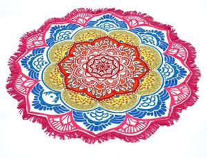 147147CM Round Yoga Mat Towel Tapestry Tassel Decor With Flowers Pattern Circular Tablecloth Beach Picnic Mat6847095