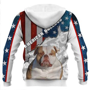 Golden Retriever/American Bulldog Star Flag 3D Tryckta hoodies kvinnor för män Pullovers Street Tracksuit Love Dog Gift