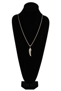 FashionGold White Gold Iced Out CZ Zirconia Lovers Angel Wing Necklace Chain Hip Hop Feather Wing Rapper Jewelry Gifts Fo8746695