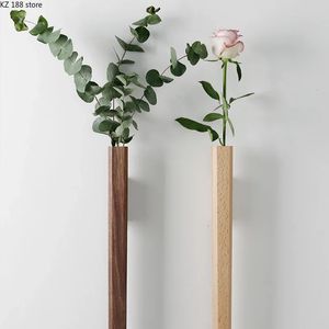 Nordic Minimalism Massive Holzwand Vase Hydroponic Pflanze Topf Flasche Chinese Traditionelle Zen Vasen Heimwanddekoration 240329