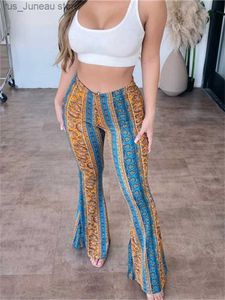 Women's Pants Capris hirigin Women Boho High Waist Flare Pants Slimming Casual Straight Retro Floral Print Comfy Palazzo Trousers Leggings T240412