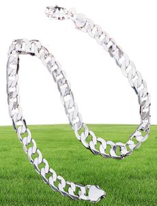 BAYTTLING 925 Silver 18 20 22 24 26 28 30 inches 12MM Flat Full Sideways Cuba Chain Necklace For Women Men Fashion Jewelry Gifts256961980