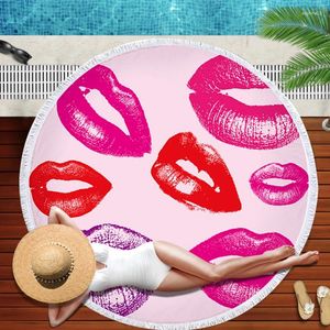 Towel Sexy Lips Tropical Leaves Flowers Style Beach Towl Flamingo Portable Swimming Bath Drawstring Sport Yoga Blanket