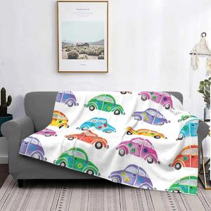 Blankets Watercolor Hippie Cars Arrival Fashion Leisure Warm Flannel Blanket Mini Colorful Hippy Hippies Love Bug Peace Groovy Vibes