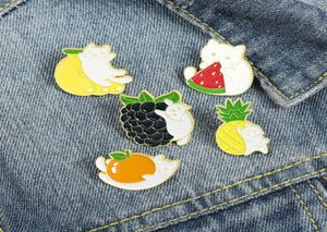 Cartoon Fruit Cat Emamel Brosches Pin For Women Fashion Dress Coat Shirt Demin Metal Funny Brosch Pins Badges Promotion Gift7863172