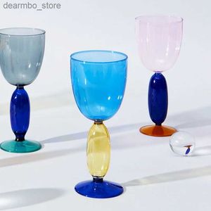 Wine Glasses JINYOUJIA Splice Color Wine lass Handmade Borosilicate oblet Colored Red Wine lass Weddin ifts L49