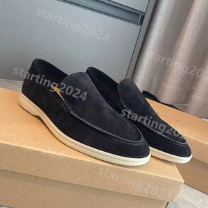 2024 LP Ayakkabı Yaz Markaları Erkekler Sıradan Ayakkabı Loafers Low Üst Süet Deri Oxfords Piyano Moccasins Loafers Üzerinde Loafer Slip Kauçuk Sole Flats 36-46 T412