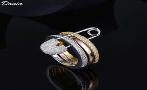 Donia Jewelry Luxury Ring преувеличенное тройная медная инкрустация, полная цирконов, европейские и американские творческие дизайнерские подарки1887992