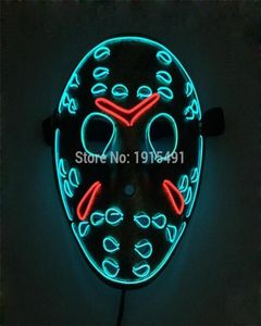 W piątek 13. Kapituły LED LID LIFE UP Figur Mask Muzyka Aktywna el fluorescencyjna horror maska ​​hokeja na imprezie T2009078884862