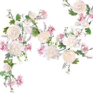 Decorative Flowers Artificial Peony Garland Rose Flower Vine Wedding Arch For Decor Home Christmas Party Table Decoration