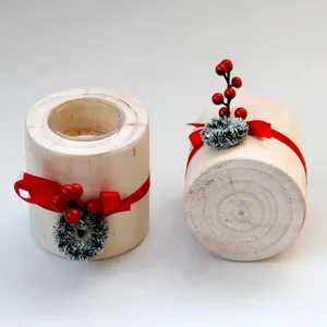 Mum Tutucular Kupa Silindir Şekli Noel Festivali için Rüzgar Geçirmez Ahşap Yurtiçi Tealight Tutucu