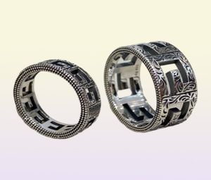 2022 Fashion Band Rings Vintage Great Wall Pattern Designer Trendy 925 Silver Ring for Women Wedding Rings Men Jewelry8366517