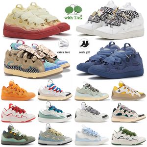 Top Designer Lavines Shoes Mint Green Chocolate Dress Shoes Fashion Fuchsia Deep Purple Men Women Trainers Patchwork Curb Sneakers Daily Outfit School