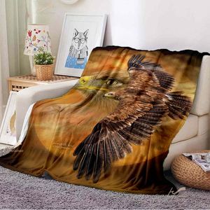 Eagle Throw Blanket Retro Wolf Chief Indian Tiger Bedding Soft Flannel Warm Blanket Children Adult Home Decor