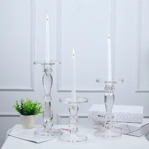 Titulares de velas Tabela de vidro à prova de vento Jantar de cristal Romântico jantar marroquino simples Kandelaar Candelstick