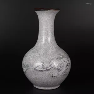 Vases Imitation Qianlong Year Snowy Scenery Xishan Visiting Friends Flower Vase Ancient Porcelain Decoration