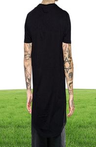 Nya klädhyra svarta lång t -shirt blixtlås hiphop långlinje extra lång längd toppar tee tshirts för män hög tshirt1645013