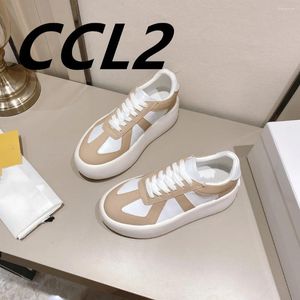 Casual Shoes 2024 Spring and Fall Thick Sole höjd Öka 6 cm Cowhide Övre storlek 35-39