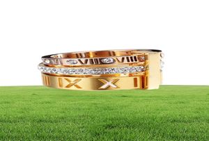 Kvinnor Mens Wide Band Roman sifferringar i full storlek 612 Gold Silver Rose Plating Fashion Design Rostfritt stål Kvalitetsmycken5979338