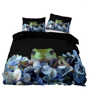 Bedding Sets High Quality 3 Pieces 1 Duvet Cover 2 Pillowcases Single Double Twin Full Size Home Textiles With Frog Pattern