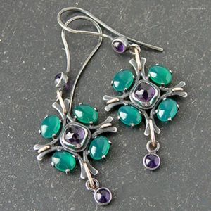 Dangle Ohrringe Fashion Schmuckgrüne Edelsteine Amethyst Hochzeit Engagement Geschenke für Frauen Bräute Haken Ohrring