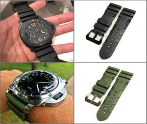 Watchband for Panerai Luminor Pam 441 Soft Natural Rubber Silicone 24 26mm Watch Accessories Watch Bracelet Man Pin Buckle Strap H8039447