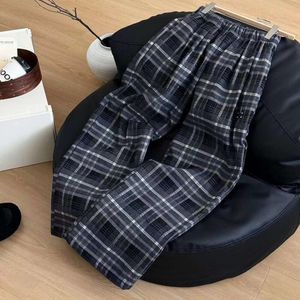 Women's Leggings Ce Brushed Plaid Pants for Winter Drape Casual Loose High Waisted Slimming Straight Leg