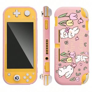 1pc Anti-Drop Rabbit Print Half-Pack Case Compatible With Switch Lite