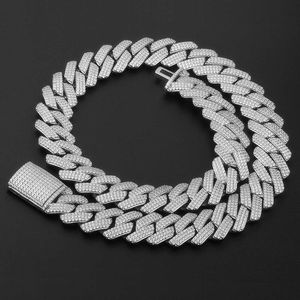 Hip Hop Fashion High End Jewelry Customized 14Mm 18Mm 20Mm VVS Moissanite Diamond Miami Sterling Cuban Link Chain Necklace