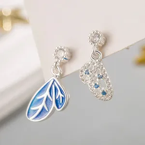 Orecchini per borchie Terling Silver Color Blue Halfly Earth-Stticks Fashion's Fashion Jewelry