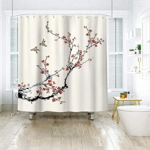 Tende doccia con fiori retrò tende per uccelli rosa fioritura in tessuto poliestere in poliestere decorazione per la casa accessori bagno bagno