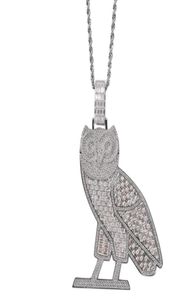 Hip hop Sweater chain Vintage Owl pendant necklaces for men women luxury designer mens bling diamond gold chain necklace jewelry l5353253