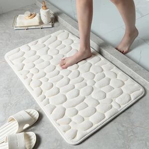 Bath Mats Flannel Household Pebble Floor Mat Memory Foam Pad Absorbent Anti-slip Bedroom Door Bathroom Carpet Rug