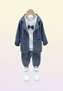 Giyim setleri bebek çocuklar ekose takım elbise bebek kıyafetleri sonbahar çocuklar Set resmi beyefendi 3pcs Boy Toddler için kıyafet 1 2 3 4 yıl o9051621